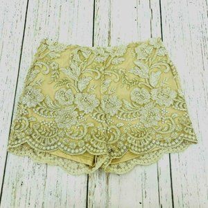 AKIRA floral embroidered panel high waist shorts